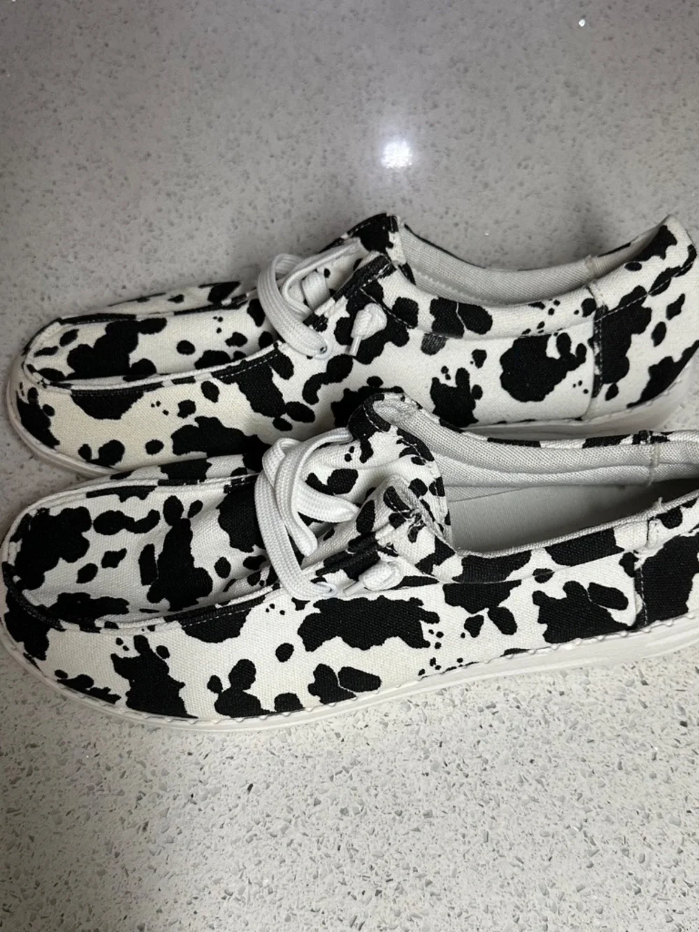 Women’s Cow Printed Canvas Shoes - Size 10.5